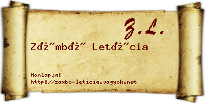 Zámbó Letícia névjegykártya